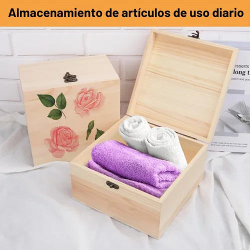 Vista 5 de GNIEMCKIN Paquete de 3 cajas de madera, cajas de madera sin pintar sin terminar para manualidades, proyectos de bricolaje y almacenamiento de joyas