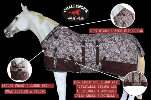 Vista 4 de CHALLENGER 60 "1200D Participación Impermeable Caballo de Lluvia Hoja Luz Invierno Manta 395B