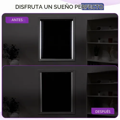 Vista 3 de Bloqueador de luz para ventana - Blanco 60" Juego de 2 (Removible) - Rieles laterales de oscurecimiento para persianas celulares y enrollables