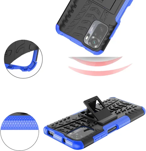 Vista 6 de Funda de teléfono para Xiaomi Redmi Note 10/10S 4G con protector de pantalla de vidrio templado y soporte Soporte Soporte duro resistente híbrido