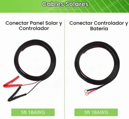 Vista 8 de Kit de panel solar 25W 12V Mantenedor de batería monocristalino con controlador de carga solar de 10 A y cable de extensión con clips de batería