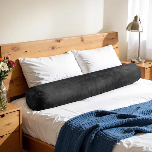 Vista 16 de SyMax Almohada corporal de 7.8 x 47 pulgadas para adultos, almohada corporal larga y redonda para adultos, almohada con funda de poliéster Negro