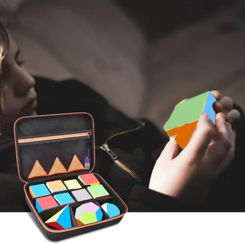 Vista 6 de Speed Cube - Estuche de almacenamiento compatible con Rubik Cube para cubos de rompecabezas mágicos GAN, soporte para bolsa de transporte con malla