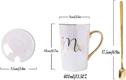 Vista 7 de Tazas de café de cerámica, regalos para pareja despedida de soltera, patrón de señor y señora
