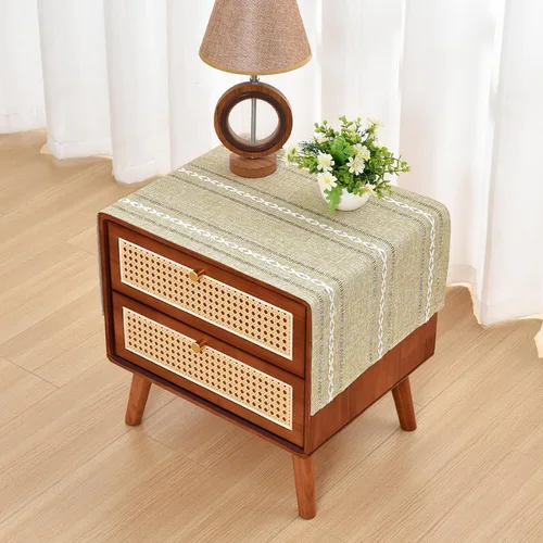 Vista 19 de NEWISHER Mantel cuadrado pequeño bordado rústico de 20 x 20 pulgadas, mantel de tela jacquard a rayas lavable para mesa de comedor para mesita