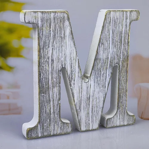 Vista 21 de Letras de madera rústica sin terminar de 8 pulgadas para decoración de pared, letras decorativas de pie en rodajas, decoración de tablero