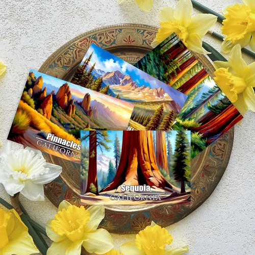 Vista 8 de PARTH iMPEX Juego de postales de 63 parques nacionales de Estados Unidos, pósteres de viaje vintage, kit de collage estético de pared, tarjetas
