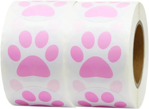 Vista 7 de Hcode Calcomanías redondas de 1.5 pulgadas con estampado de pata de oso negro, 500 unidades por rollo