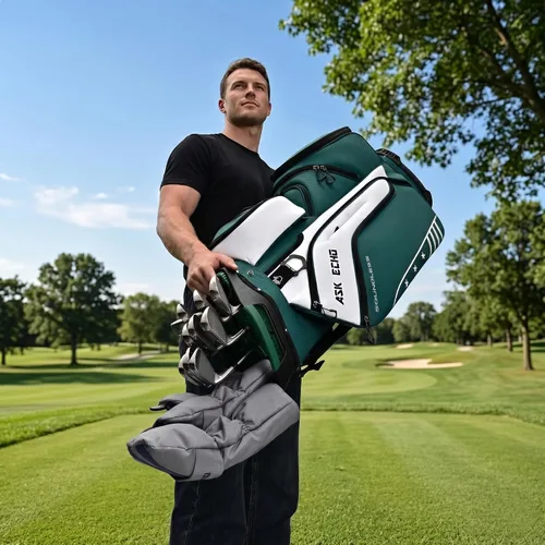 Vista 8 de ASK ECHO Soundless-Series - Bolsa para carrito de golf con 15 divisores, parte inferior con bloqueo de agarre