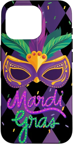 Vista 18 de Funda para iPhone 11 Pro Max Mardi Gras NOLA Festive Carnival Mask New Orleans Party Case
