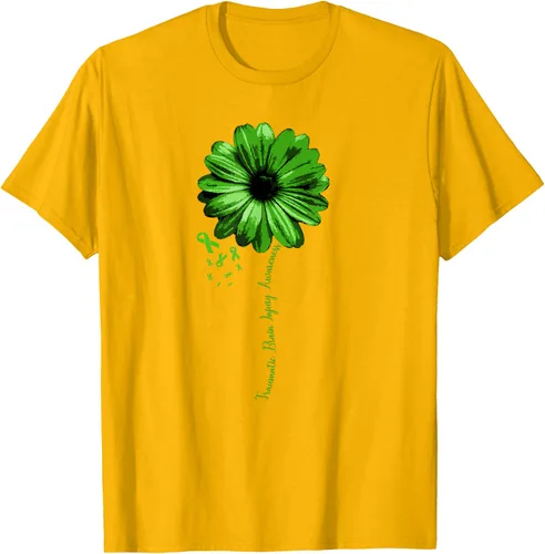 Vista 39 de Camiseta de conciencia de lesiones cerebrales traumáticas con cinta verde guerrero, Negro, S