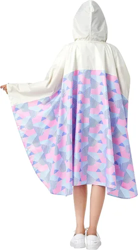 Vista 2 de Spmor Poncho de lluvia impermeable con capucha para adultos con cremallera