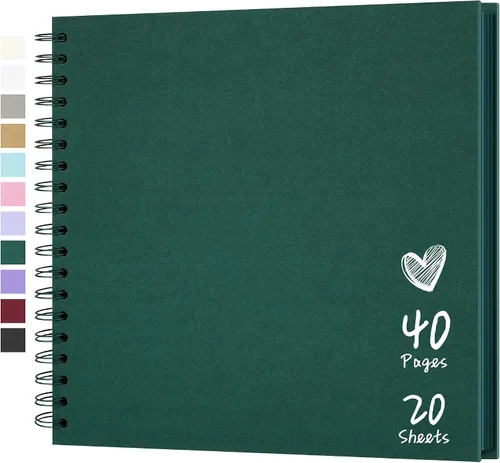 Vista 43 de Álbum de recortes de 7 x 7 pulgadas, álbum de recortes DIY de tapa dura de papel kraft, álbumes de fotos, 40 páginas, perfecto para fotos de 4 x 6