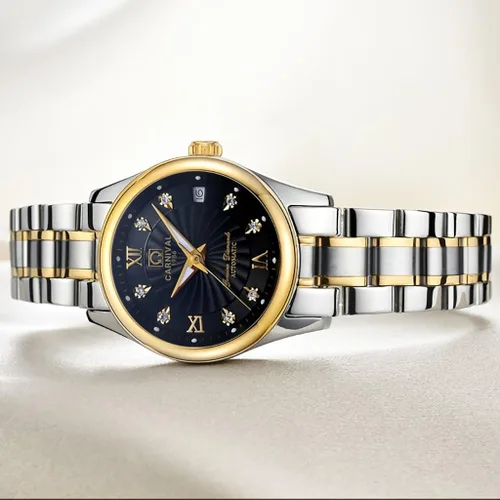 Vista 7 de Carnaval mecánico pareja de relojes hombres y mujeres masculino o femenino Set de regalo de 2, Negro dorado