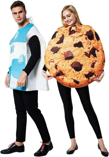 Vista 6 de Disfraz de pareja de galletas de comida de Halloween y caja de cartón de leche, disfraz de 2 piezas, Multi colorido