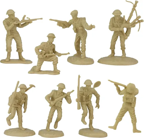 Vista 5 de BMC WW2 D-Day Plastic Army Men - 34 figuras de soldado estadounidense, británico, alemán