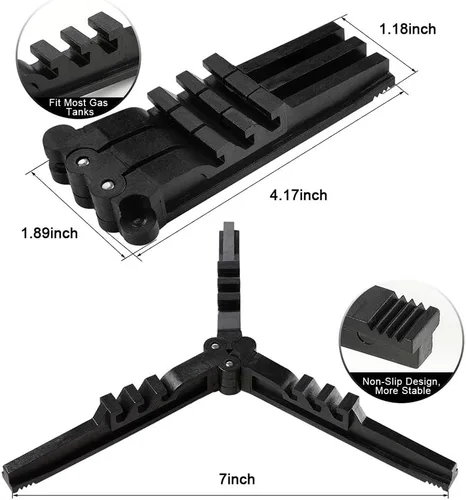 Vista 2 de Soporte universal plegable para bote de combustible, estabilizador de trípode Caudblor para estufas de camping, soporte compacto de tanque de gas