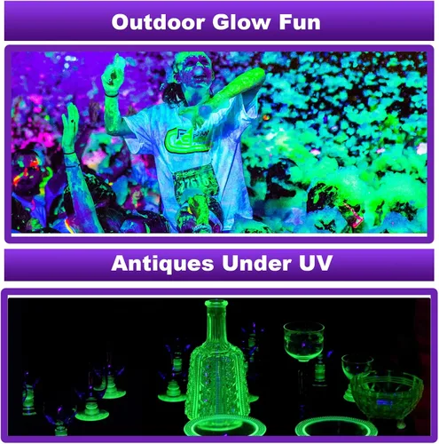 Vista 6 de Luz negra recargable - Luz negra UV alimentada por batería, portátil, luz de inundación ultravioleta inalámbrica de 395 nm para fiestas brillantes