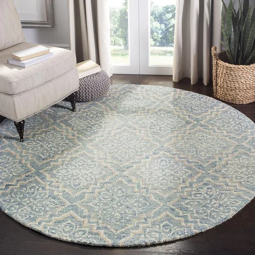 Vista 4 de SAFAVIEH Abstract Collection - Alfombra decorativa, 2 x 3 pies, azul y gris, lana hecha a mano, ideal para zonas de alto tráfico en entrada, sala