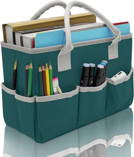 Vista 12 de Cupohus - Bolsa de almacenamiento para organizador de arte y manualidades con bolsillos y asas, organizador portátil de tela Oxford para maestros