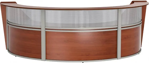 Vista 34 de Linea Italia Oficina curvada, transparente, fácil de montar, mostrador de recepción de 3 paneles para vestíbulo, salón, 142 x 71 pulgadas