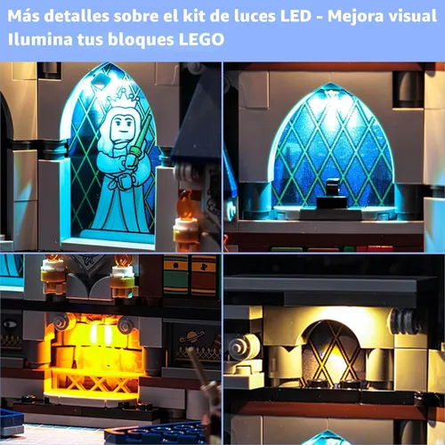 Vista 2 de LocoLee Luz LED compatible con Lego Ravenclaw House Banner 76411, Hogwarts Castle 3D juego de iluminación creativa de pared de habitación, regalo