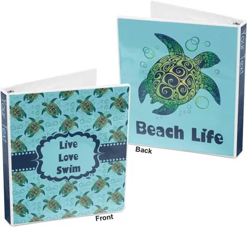 Vista 5 de Carpeta personalizada de 3 anillas de tortugas marinas - 1 pulgada