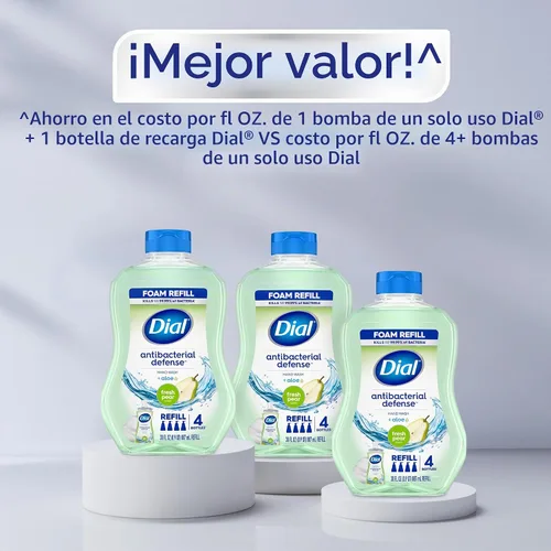 Vista 4 de Dial Antibacterial Defense - Jabón de manos espumoso + aloe, aroma de pera fresca, repuesto de jabón de manos de 30 onzas líquidas (paquete de 4)