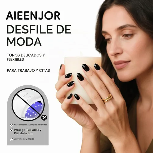 Vista 4 de Esmalte de uñas negro, esmalte de uñas de secado rápido, sin rayas, esmalte de uñas de larga duración para uñas de boda de otoño, manicura acogedora