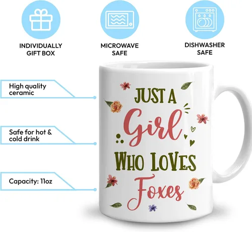 Vista 3 de Hyturtle Taza de zorro personalizada para niñas y mujeres, regalos de cumpleaños para amantes de los zorros, regalos de zorro para mujeres, regalos