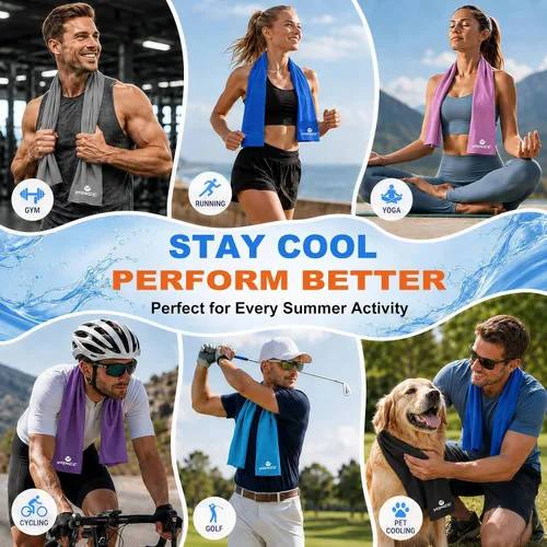 Vista 5 de YQXCC Paquete de 4 toallas refrescantes, 40 x 12 pulgadas, toalla de cuello frío hielo, microfibra suave y transpirable para gimnasio, yoga, golf