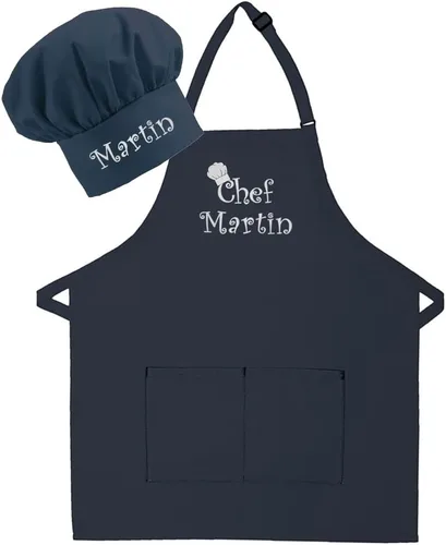 Vista 10 de Delantal y sombrero bordados personalizados para adultos, hechos en los Estados Unidos, para hombres, mujeres, día del padre, cocina, barbacoa