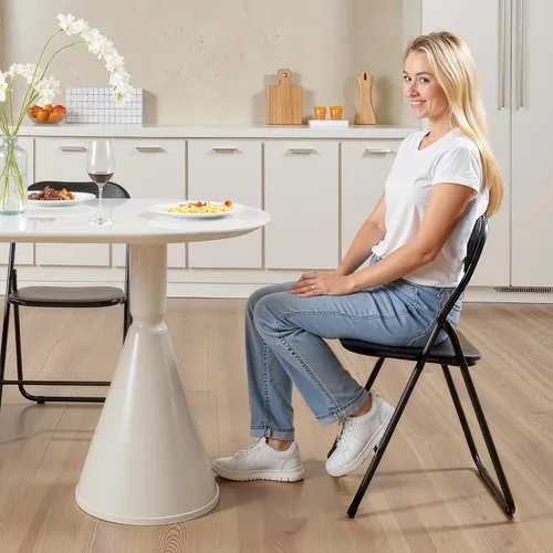 Vista 2 de VEVOR Juego de 4 sillas plegables, sillas plegables con cojín acolchado, sillas de fiesta portátiles con marco de metal reforzado, asiento apilable
