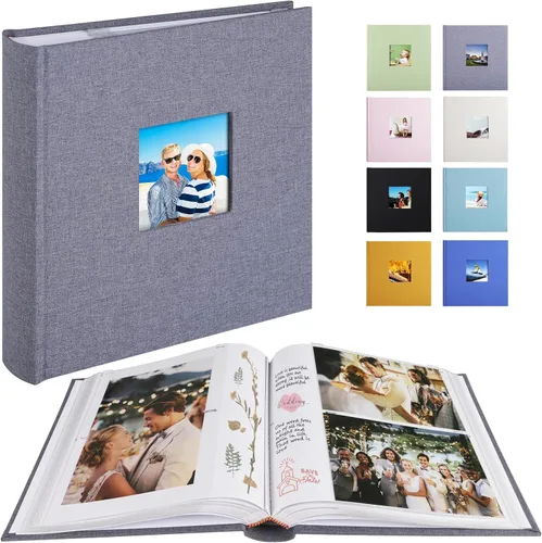 Vista 9 de 1DOT2 Álbum de fotos con espacio de escritura, 50 páginas, fotos de 4 x 6 pulgadas, capacidad para 200 o 5 x 7 pulgadas, tapa de lino, álbumes