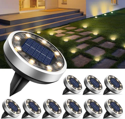 Vista 14 de Btfarm Paquete de 16 luces solares impermeables para exteriores, 8 luces LED solares para suelo