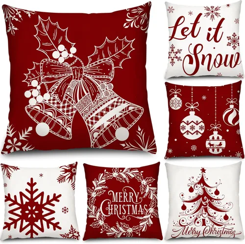 Vista 7 de Tatuo 6 fundas de almohada navideñas fundas de cojín decoración funda de almohada navideña decoración navideña funda de almohada decorativa