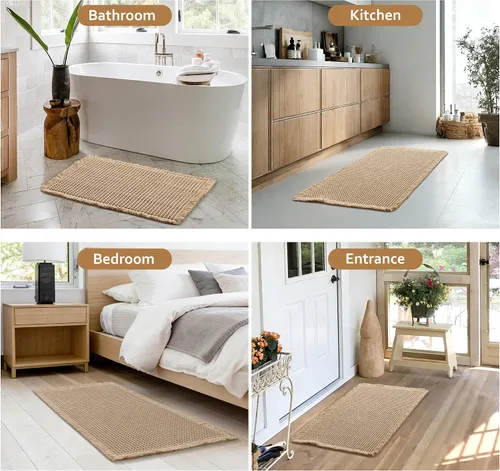 Vista 7 de JIUZHEN Tapete de Baño Mejorado con Diseño de Gofre Súper Absorbente Tapetes de Baño Antideslizantes Alfombras de Baño Lavables a Máquina de Secado