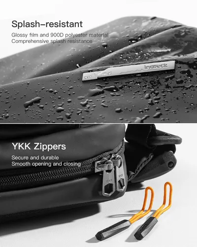 Vista 5 de Inateck Bolso bandolera elegante con correa de hombro ajustable, resistente a salpicaduras para hombres y mujeres, cangurera multiusos para viajes