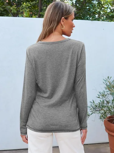Vista 43 de SUNBS Paquete de 3 camisas de manga larga para mujer, ajuste holgado, ropa de otoño, ropa de moda 2025, camisetas básicas de entrenamiento, trajes