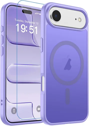 Vista 20 de zapica Funda magnética para iPhone Air, con protector de pantalla de vidrio templado, compatible con MagSafe, translúcida mate, a prueba de golpes