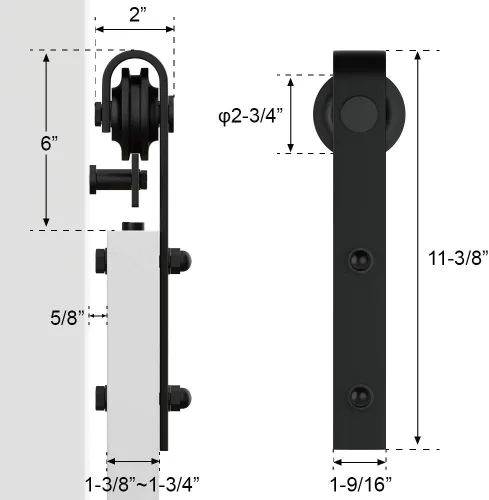 Vista 7 de WINSOON - Kit de accesorios para puerta corredera de estilo granero, estilo antiguo, para puertas individuales/dobles, superficie negra