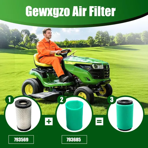 Vista 6 de 793569 Filtro de aire 793685 Kit de afinación de prefiltro para B&S 33R877 31Q777 331777 Craftsman LT2000 YT3000 JD GY21055 MIU11511 LA115 LA125