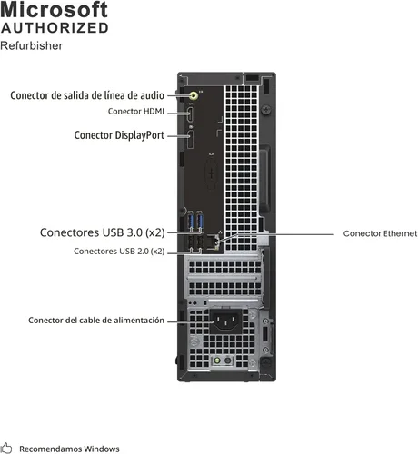 Vista 5 de Dell Optiplex 3040 SFF Business Desktop PC, Core i3-6100 3.7GHz, 8 GB de RAM, unidad de estado sólido de 256 GB, HDMI, RJ45, Windows 11 Pro de 64