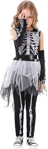Vista 4 de Seasons Disfraz de esqueleto fantasmal para niñas de Halloween