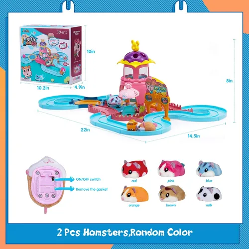Vista 5 de Juguetes de pista de hámster para regalo de niña de 5 años, juego de mascotas, juguetes para niñas de 3, 4, 5, 6, 7 años, regalos de cumpleaños