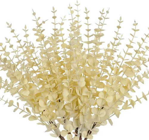 Vista 9 de GnFlus 5 tallos artificiales de eucalipto de otoño, hojas de eucalipto, ramas de hojas de otoño, decoraciones de otoño con hojas de otoño de espuma