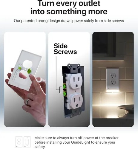 Vista 5 de SnapPower Guidelight, placa cobertor de salida con luces de noche LED