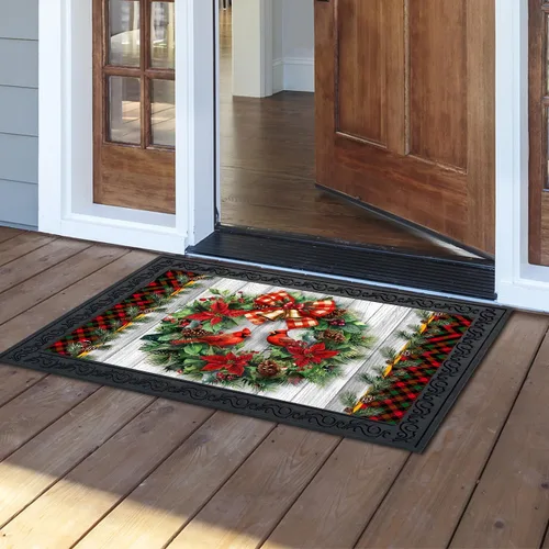 Vista 2 de Briarwood Lane Alfombra con corona de cardenal para la puerta