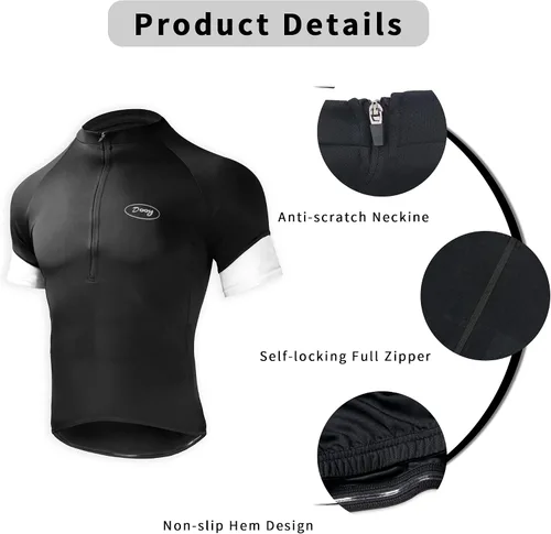 Vista 4 de CGLRbyO - Maillot de ciclismo de manga corta para hombre con bolsillos Negro03