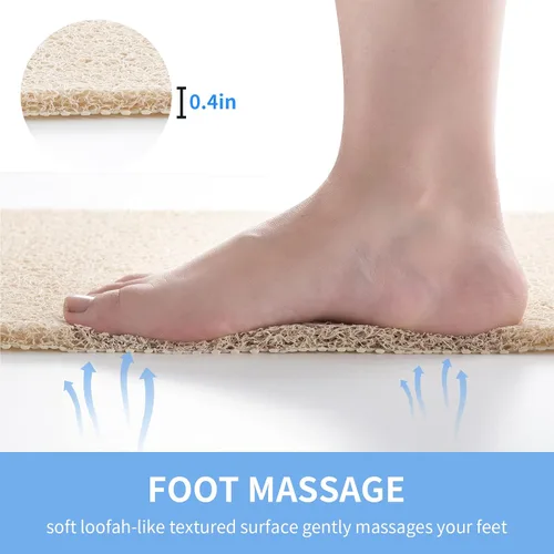 Vista 5 de Hargiis - Tapete antideslizante de secado rápido para tina y ducha, tapete exfoliante para pies, para baño, cocina u hotel, beige, 24 x 16 pulgadas